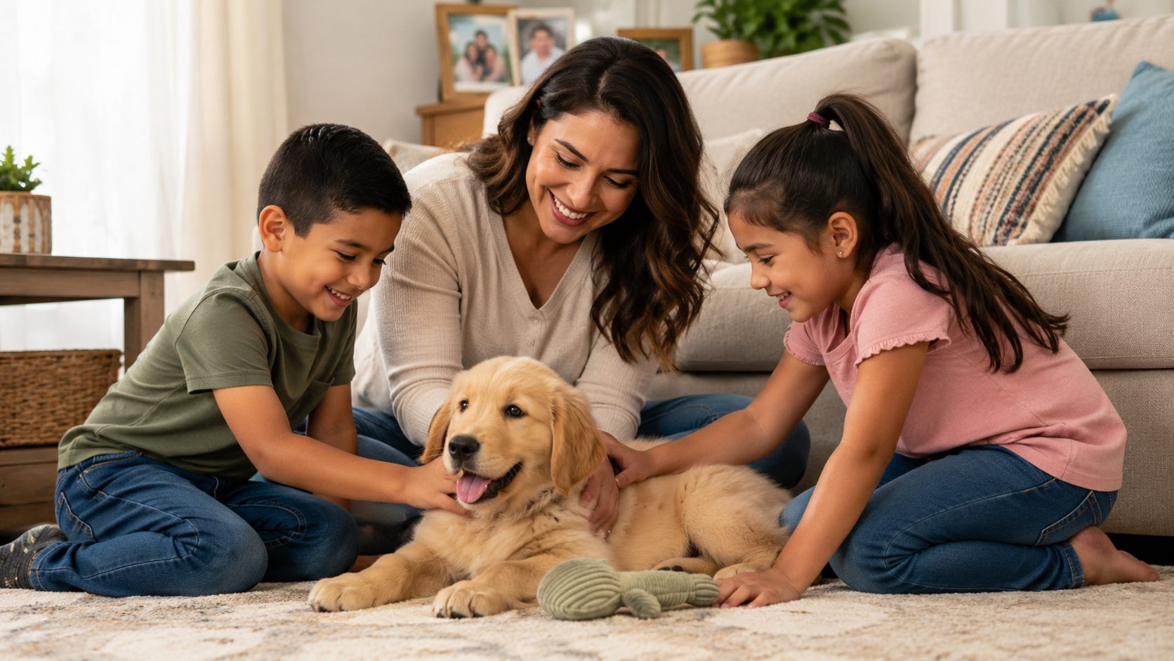 Familia feliz con su cachorro en Merrillville
